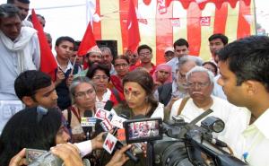 Brinda Karat Meeting the Press at Jhunjunu