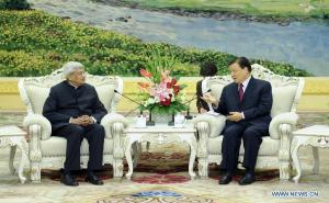 Prakash Karat with Liu Yunshan in Beijing on 20/6/2013