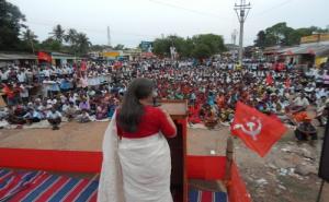 Com. Brinda Karat addressing a public meeting in Ranibandh
