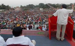 Com. Surjya Kanta Mishra campaigning at Pandua