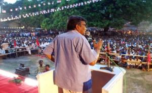 Com. Surjya Kanta Mishra addressing a mass meeting in Nabagram